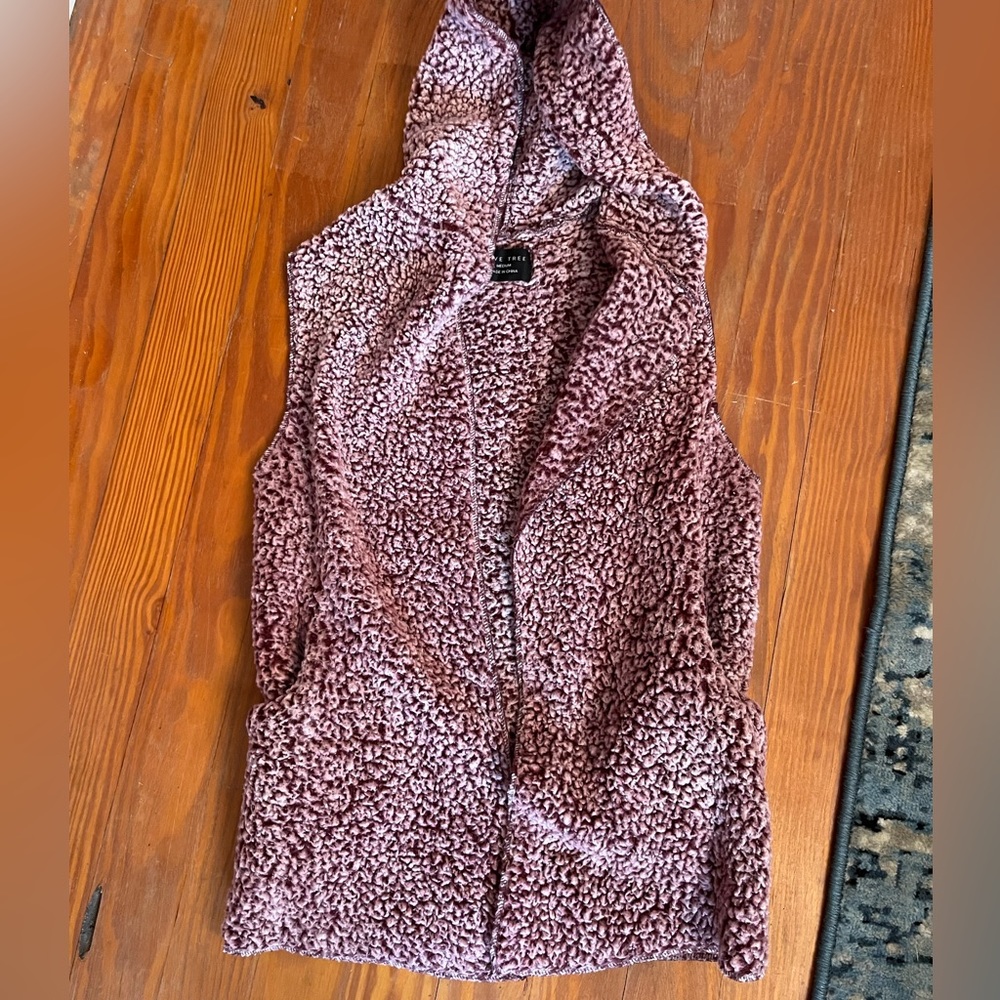 Red Sherpa hooded vest
